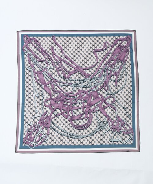 un dix cors（アンディコール）の「《コーデのアクセントに》ベルト柄リバーシブルスカーフ（ストール/ショール・レディース・グリーン/オレンジ・FREE）」の6枚目の写真