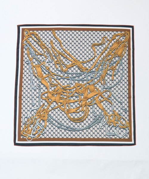 un dix cors（アンディコール）の「《コーデのアクセントに》ベルト柄リバーシブルスカーフ（ストール/ショール・レディース・グリーン/オレンジ・FREE）」の3枚目の写真