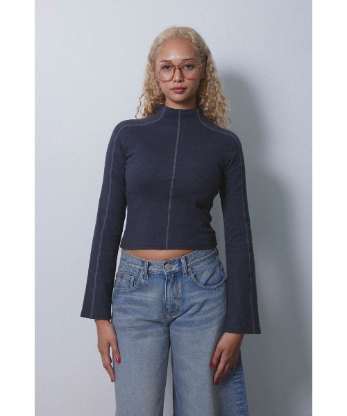 ALEXIA STAM（アリシアスタン）の「Wellness High Neck Rib Long Sleeve Tee /ハイネック長袖T（Tシャツ/カットソー・レディース・ブラック/グレー/ネイビー・FREE）」の5枚目の写真