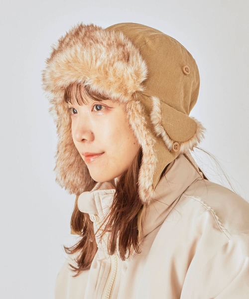 hisa　新品未使用品 MAX&Co. レディス ファーキャップ ベージュ milsa/ミルサ フェイクファー 3WAYフライトキャップ（キャップ