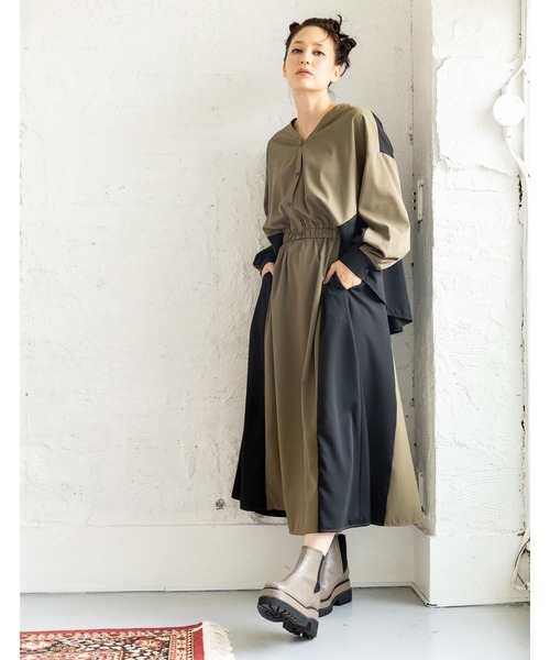 バイカラーワンピース（ワンピース）｜OSMOSIS（オズモーシス）の