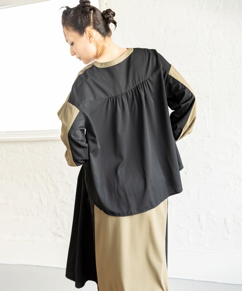 OSMOSIS(オズモーシス)の「バイカラーワンピース(ワンピース・レディース・ネイビー/カーキ/ブラック・ONE SIZE)」の9枚目の写真