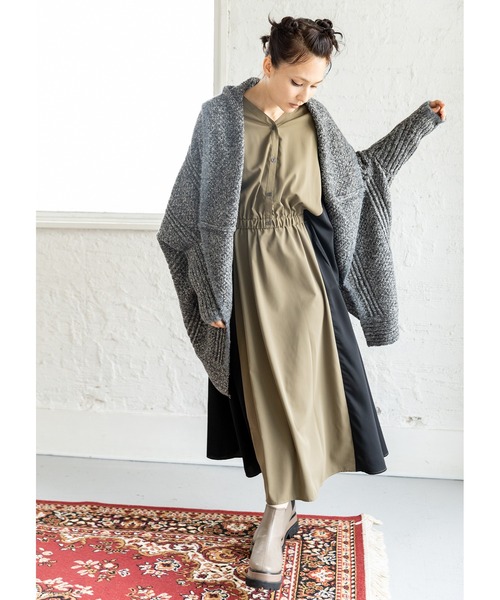 OSMOSIS(オズモーシス)の「バイカラーワンピース(ワンピース・レディース・ネイビー/カーキ/ブラック・ONE SIZE)」の10枚目の写真