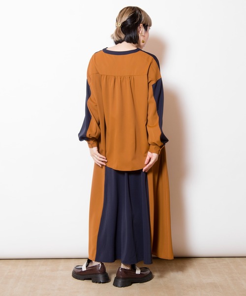 OSMOSIS(オズモーシス)の「バイカラーワンピース(ワンピース・レディース・ネイビー/カーキ/ブラック・ONE SIZE)」の14枚目の写真