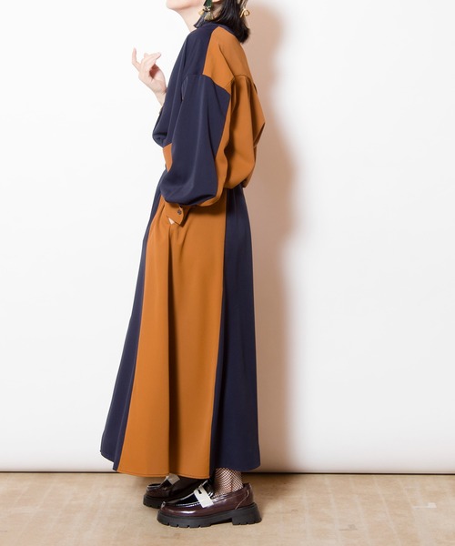 OSMOSIS(オズモーシス)の「バイカラーワンピース(ワンピース・レディース・ネイビー/カーキ/ブラック・ONE SIZE)」の17枚目の写真