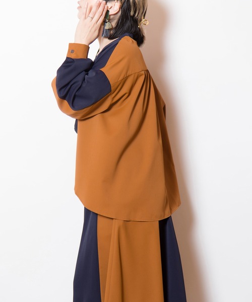 OSMOSIS(オズモーシス)の「バイカラーワンピース(ワンピース・レディース・ネイビー/カーキ/ブラック・ONE SIZE)」の19枚目の写真