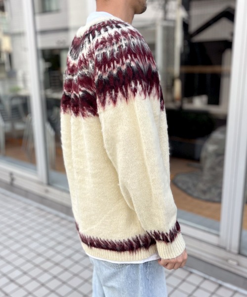 HOUSTON（ヒューストン）の「【HOUSTON】ヒューストン UNIVERAD72 MOHAIR TOUCH SWEATER モヘアタッチ起毛セーター（ニット/セーター・メンズ・オフホワイト/ブラック・M/L/XL）」の8枚目の写真
