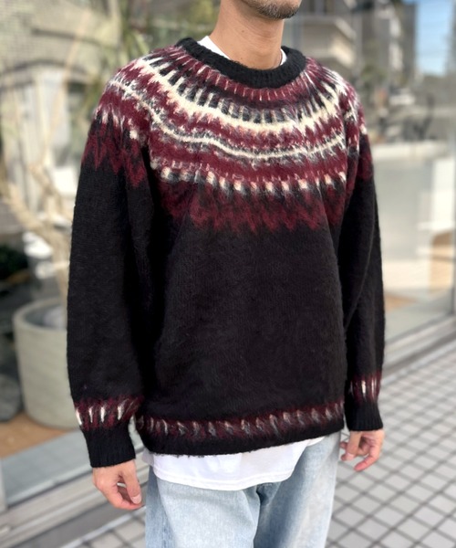 HOUSTON（ヒューストン）の「【HOUSTON】ヒューストン UNIVERAD72 MOHAIR TOUCH SWEATER モヘアタッチ起毛セーター（ニット/セーター・メンズ・オフホワイト/ブラック・M/L/XL）」の12枚目の写真