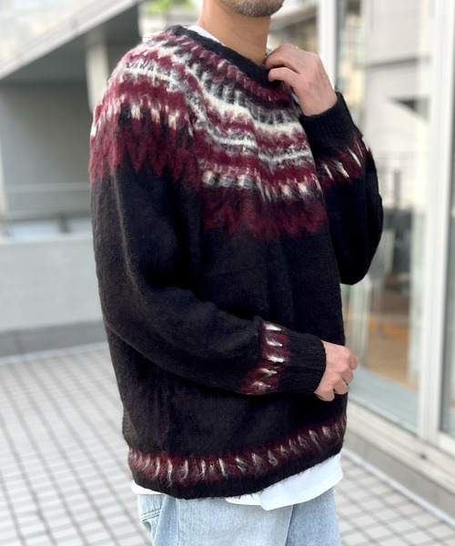 HOUSTON（ヒューストン）の「【HOUSTON】ヒューストン UNIVERAD72 MOHAIR TOUCH SWEATER モヘアタッチ起毛セーター（ニット/セーター・メンズ・オフホワイト/ブラック・M/L/XL）」の13枚目の写真