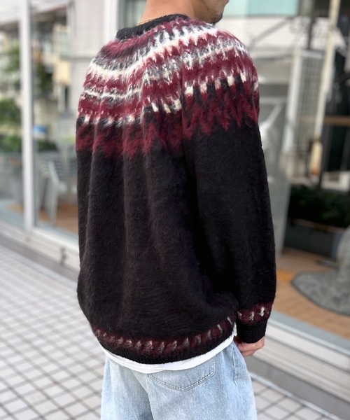 HOUSTON（ヒューストン）の「【HOUSTON】ヒューストン UNIVERAD72 MOHAIR TOUCH SWEATER モヘアタッチ起毛セーター（ニット/セーター・メンズ・オフホワイト/ブラック・M/L/XL）」の14枚目の写真