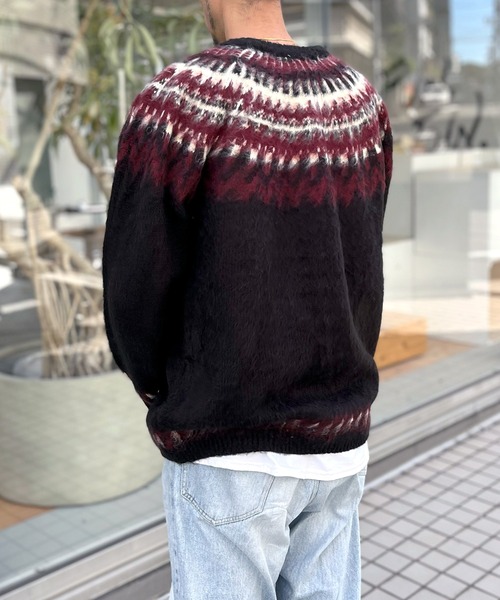 HOUSTON（ヒューストン）の「【HOUSTON】ヒューストン UNIVERAD72 MOHAIR TOUCH SWEATER モヘアタッチ起毛セーター（ニット/セーター・メンズ・オフホワイト/ブラック・M/L/XL）」の16枚目の写真
