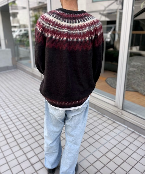 HOUSTON（ヒューストン）の「【HOUSTON】ヒューストン UNIVERAD72 MOHAIR TOUCH SWEATER モヘアタッチ起毛セーター（ニット/セーター・メンズ・オフホワイト/ブラック・M/L/XL）」の17枚目の写真