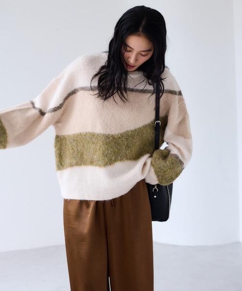 VIS（ビス）の「【WEB限定】グラデーションインターシャ起毛ニット（ニット/セーター・レディース・キナリ/チャコールグレー・FREE）」の16枚目の写真