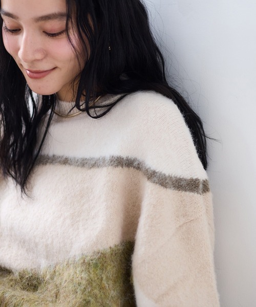 VIS（ビス）の「【WEB限定】グラデーションインターシャ起毛ニット（ニット/セーター・レディース・キナリ/チャコールグレー・FREE）」の10枚目の写真