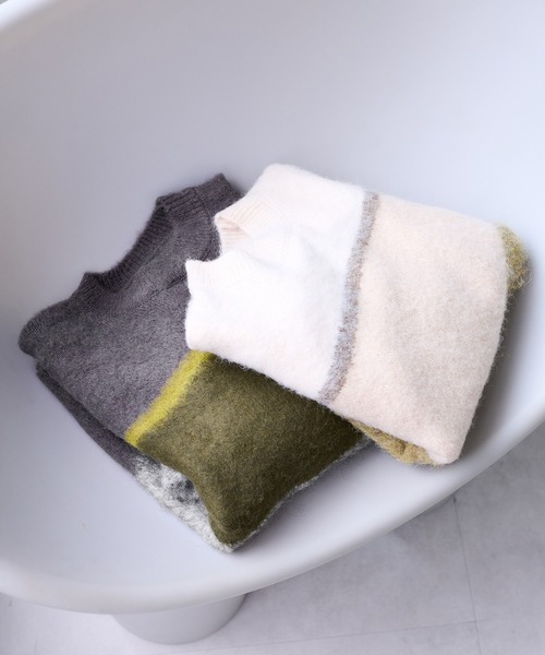 VIS（ビス）の「【WEB限定】グラデーションインターシャ起毛ニット（ニット/セーター・レディース・キナリ/チャコールグレー・FREE）」の20枚目の写真