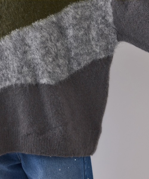 VIS（ビス）の「【WEB限定】グラデーションインターシャ起毛ニット（ニット/セーター・レディース・キナリ/チャコールグレー・FREE）」の22枚目の写真