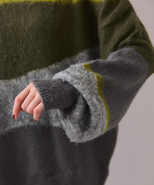 VIS（ビス）の「【WEB限定】グラデーションインターシャ起毛ニット（ニット/セーター・レディース・キナリ/チャコールグレー・FREE）」の21枚目の写真