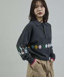 FREAK'S STORE（フリークスストア）の「配色 ミニアーガイル ポロニット（ニット/セーター・レディース）」