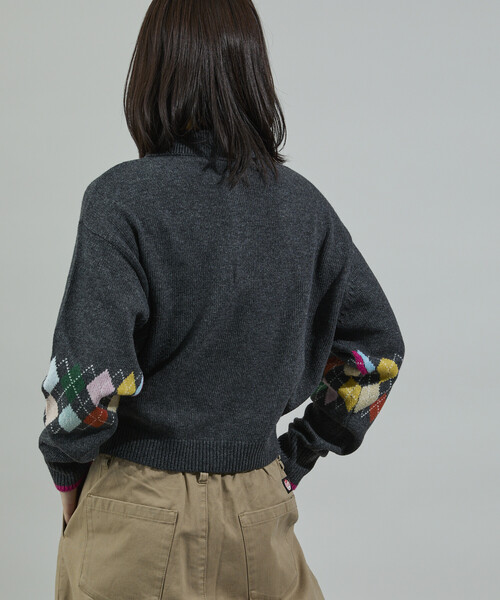 FREAK'S STORE(フリークスストア)の「配色 ミニアーガイル ポロニット/ポロ襟/襟付きニット(ニット/セーター・レディース・ワイン/チャコール/ネイビー・フリ-)」の9枚目の写真