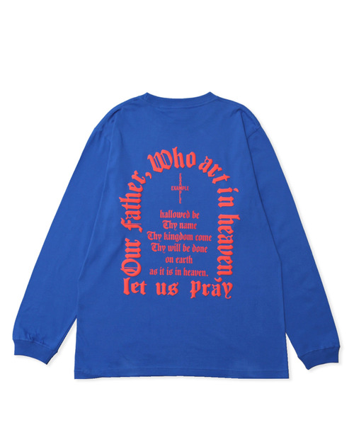 EXAMPLE（エグザンプル）の「EXAMPLE CROSS SOUVENIR L/S TEE（Tシャツ/カットソー・メンズ・ブラック/ロイヤルブルー/ホワイト/ライトオリーブ・M/L/XL/XXL）」の4枚目の写真