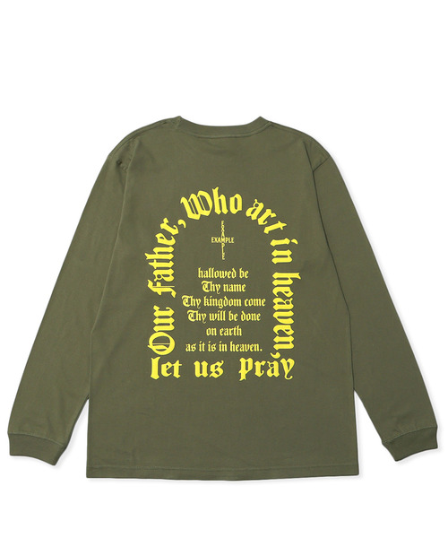 EXAMPLE（エグザンプル）の「EXAMPLE CROSS SOUVENIR L/S TEE（Tシャツ/カットソー・メンズ・ブラック/ロイヤルブルー/ホワイト/ライトオリーブ・M/L/XL/XXL）」の3枚目の写真