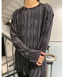 A'GEM/9 × .kom 『BENUSTA/ベヌスタ』 Metallic Pleated Rib Top/メタリックプリーツリブトップス