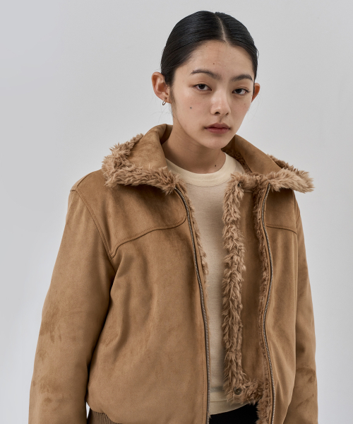 NUAKLE(ヌアクル)の「(w) コージーリバーシブルファージャケット_キャメル(ムートンコート・レディース・その他・1/2)」の2枚目の写真
