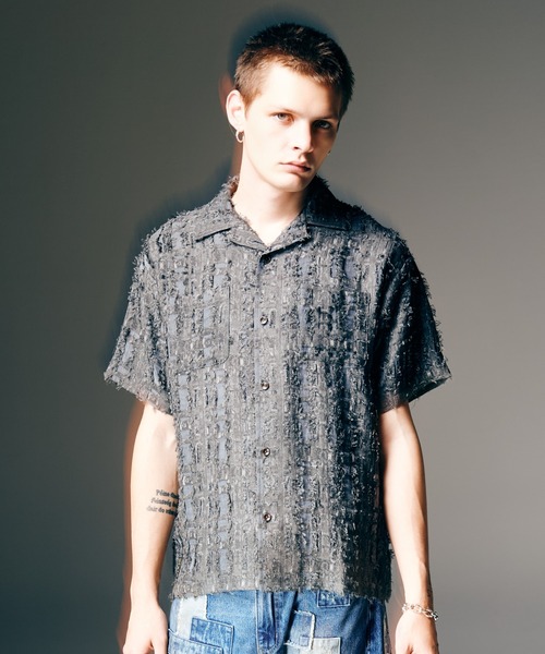 glamb(グラム)の「Fuzzy Check Shirt / ファジーチェックシャツ(シャツ/ブラウス・メンズ・カーキ/グレー・S/M/L)」の2枚目の写真