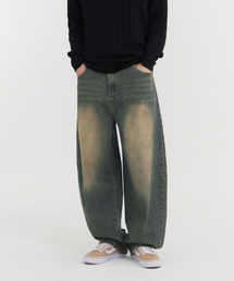 ACSHI（アクシ）の「Knee-slit cut volume balloon fit wide denim pants (Gujetin)（デニムパンツ）」
