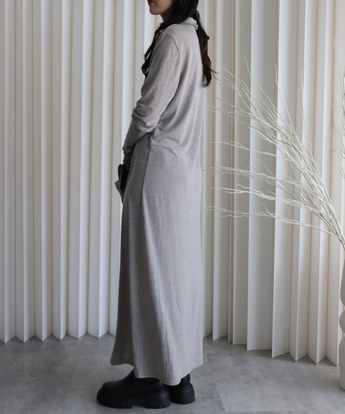 YENNA 2026 SS 新作 】襟付きメランジロングカーディガンワンピース