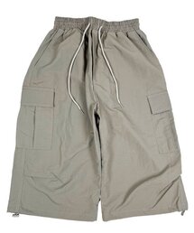 Nylon Cargo Wide Long Half Pants Beige