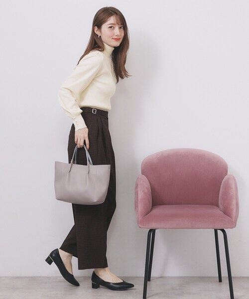 セール】タートルネックタックパフスリーブニット【洗濯機OK】（ニット