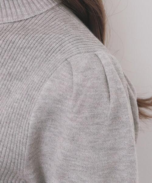 セール】タートルネックタックパフスリーブニット【洗濯機OK】（ニット