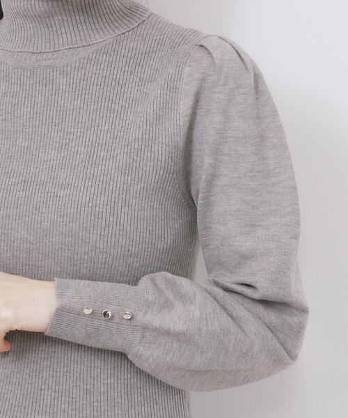 セール】タートルネックタックパフスリーブニット【洗濯機OK】（ニット