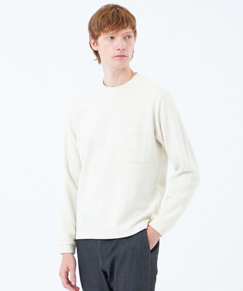 MACKINTOSH PHILOSOPHY（ﾏｯｷﾝﾄｯｼｭ ﾌｨﾛｿﾌｨｰ）の「起毛ブリスター クルーネックロンＴ（Tシャツ/カットソー・メンズ・ホワイト/ダークネイビー/ベージュ系その他/ブラック/グレー系その他・38/40/42）」の2枚目の写真