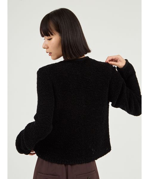 emmi（エミ）の「ループヤーンコンパクトカーディガン（カーディガン/ボレロ・レディース・ブラック/オフホワイト/オレンジ・F）」の11枚目の写真