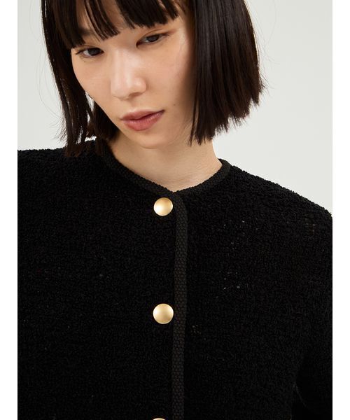 emmi（エミ）の「ループヤーンコンパクトカーディガン（カーディガン/ボレロ・レディース・ブラック/オフホワイト/オレンジ・F）」の13枚目の写真