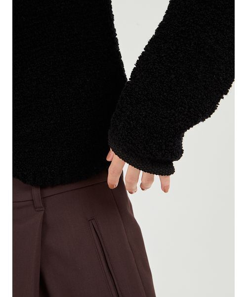 emmi（エミ）の「ループヤーンコンパクトカーディガン（カーディガン/ボレロ・レディース・ブラック/オフホワイト/オレンジ・F）」の14枚目の写真