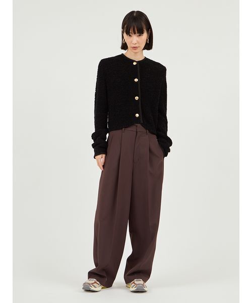 emmi（エミ）の「ループヤーンコンパクトカーディガン（カーディガン/ボレロ・レディース・ブラック/オフホワイト/オレンジ・F）」の6枚目の写真