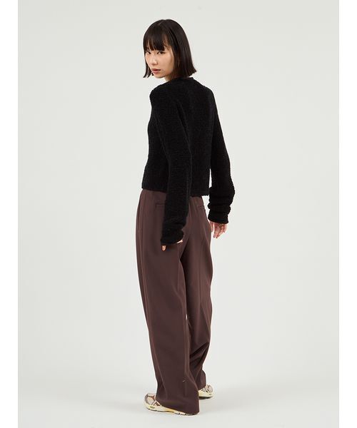 emmi（エミ）の「ループヤーンコンパクトカーディガン（カーディガン/ボレロ・レディース・ブラック/オフホワイト/オレンジ・F）」の7枚目の写真