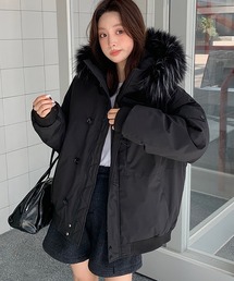 ダウンジャケット/コート（ブラック/黒色系・フェイクファー