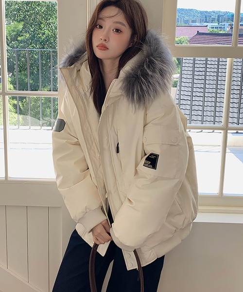 フェイクファー付き中綿ミドル丈コート（ダウンジャケット/コート