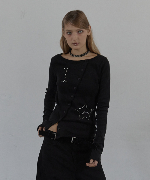 SETUP-EXE(セットアップイーエックスイー)の「STAR BUTTON TOP / BLACK(Tシャツ/カットソー・レディース・その他・OS)」の1枚目の写真