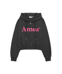 BASIC LOGO HOODIE ZIP UP CHARCOAL