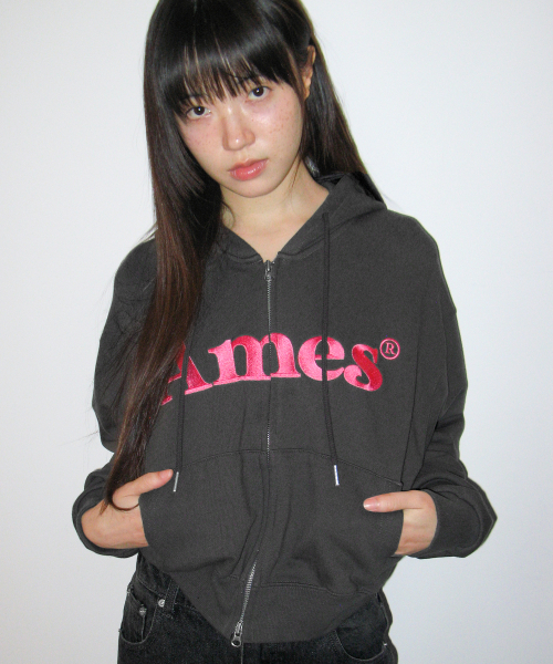 AMESWORLDWIDE（アメスワールドワイド）の「BASIC LOGO HOODIE ZIP UP CHARCOAL（パーカー・メンズ・その他・SMALL/MEDIUM/LARGE）」の3枚目の写真