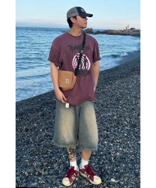 SEARCH410(サーチ410)の「トラベリングピグメント半袖Tシャツマゼンタ(Tシャツ/カットソー・メンズ・その他・MEDIUM)」の3枚目の写真