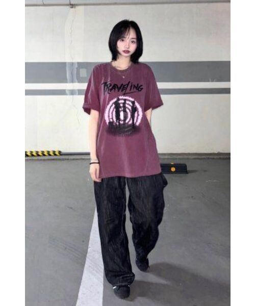 SEARCH410(サーチ410)の「トラベリングピグメント半袖Tシャツマゼンタ(Tシャツ/カットソー・メンズ・その他・MEDIUM)」の9枚目の写真