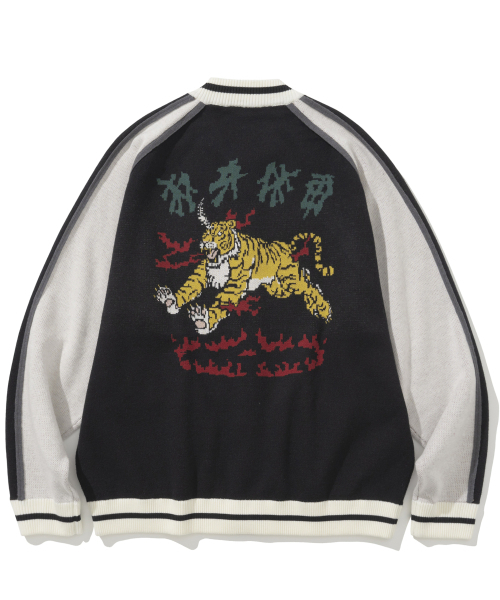 Horned Tiger Souvenir Knit Zip Up - Black（その他アウター