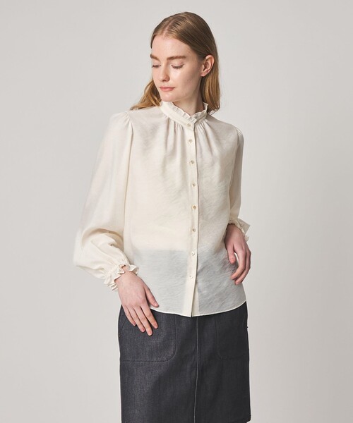 Steven Alan(スティーブンアラン)の「<Steven Alan>フリル ブラウス(シャツ/ブラウス・レディース・ネイビー/ナチュラル・S/M)」の2枚目の写真