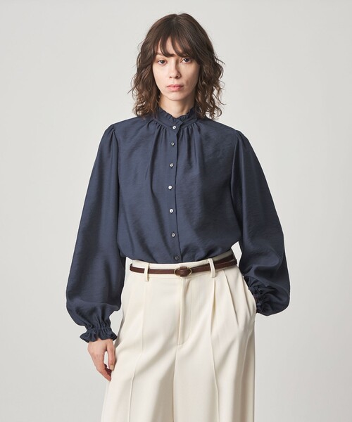 Steven Alan(スティーブンアラン)の「<Steven Alan>フリル ブラウス(シャツ/ブラウス・レディース・ネイビー/ナチュラル・S/M)」の1枚目の写真